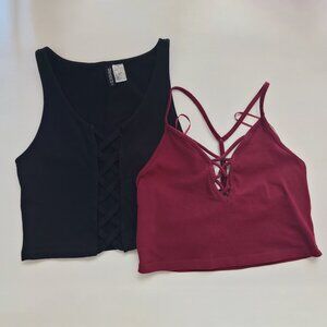 Two Lace Up H&M and Urban Planet Crop Top in S